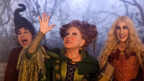 The Sanderson Sisters (Kathy Najimy, Bette Midler, and Sarah Jessica Parker) are back together in Hocus Pocus 2.