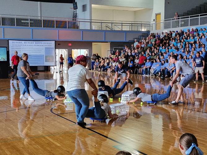 The human version of Hungry Hungry Hippos will be one of the competitions at Odyssey Charter Middle Schools pep rally at The Grail on Oct. 24.